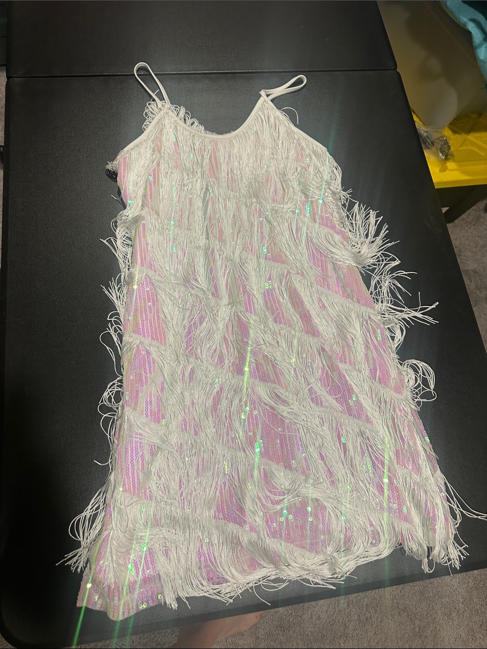 SHEIN Pink Fringe Sequin Mini Dress